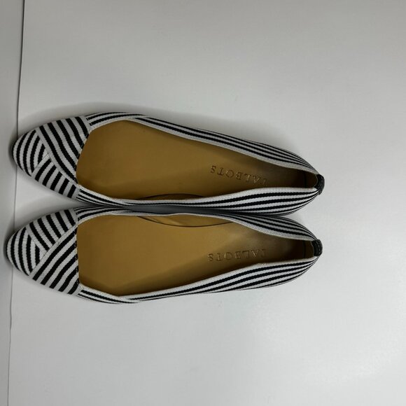 Talbots Edison Womens Black/White Striped Ribbon Pointed Flats Size 6.5 - Picture 5 of 7